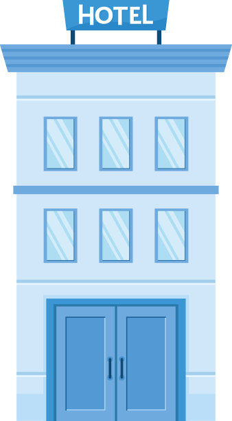 蓝色酒店建筑立面图片下载