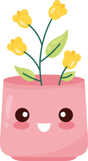 带黄色花朵的卡哇伊的室内植物图片下载