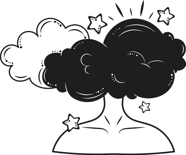 蓬头垢面的女人极简主义纹身图片下载