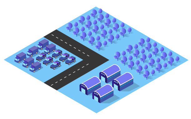 城市市区地图等距车辆三维图片下载