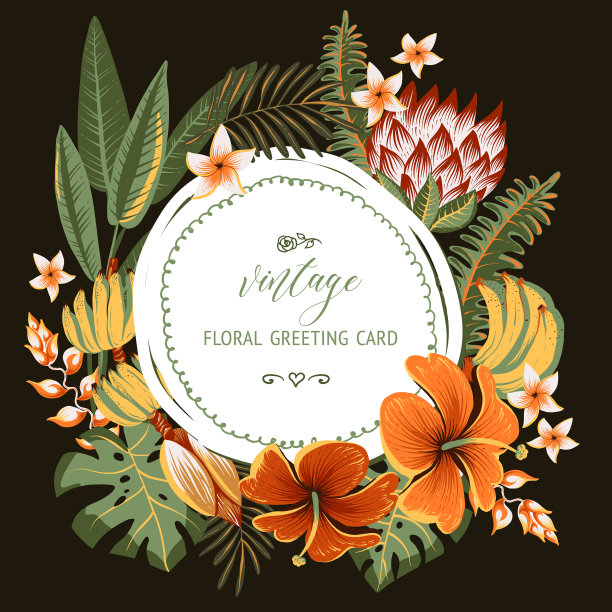 夏季热带贺卡异域花卉图片下载