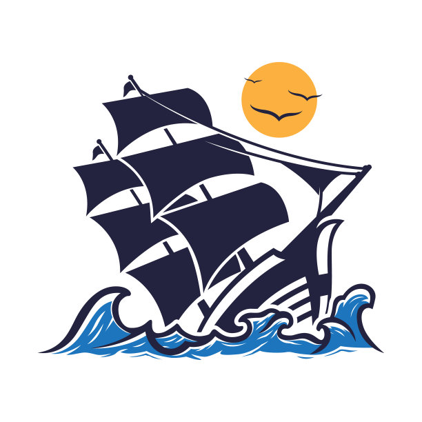 夕阳背景下的帆船图片下载