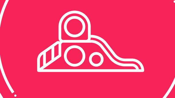 白线滑梯操场图标孤立在白色图片下载