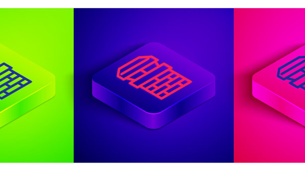 等距线烟囱图标孤立在绿色上图片下载