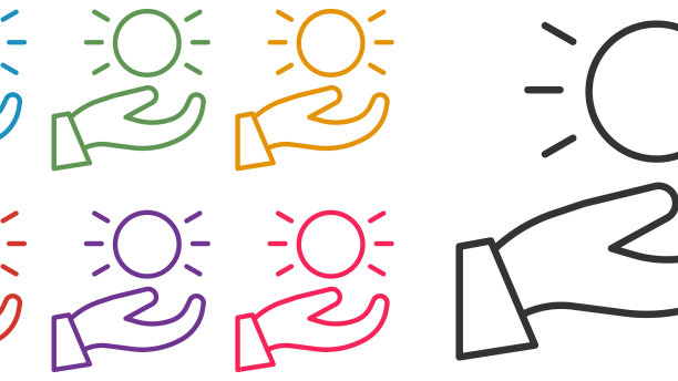 设置线球悬浮上方的手图标孤立图片下载