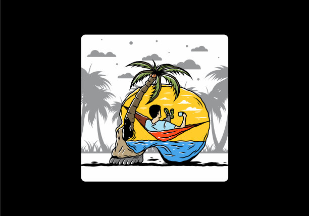 躺在吊床上的骷髅形状的人图片下载