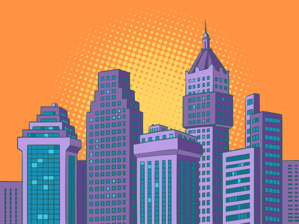 现代城市摩天大楼高楼大厦的全景图片下载