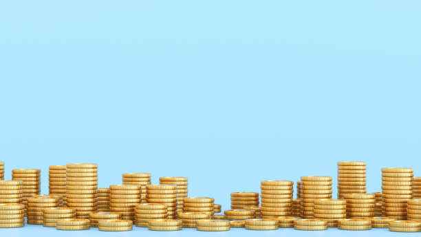 金币堆叠，商业和金融概念，3D渲染。图片下载