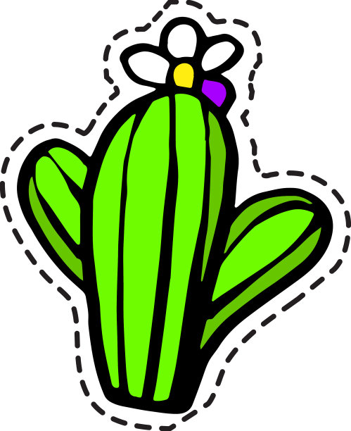 仙人掌花在花贴纸图片下载