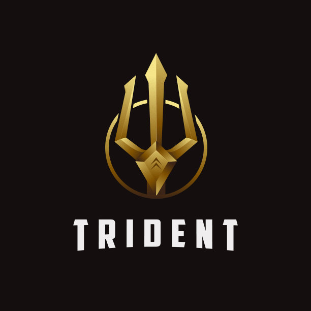 优雅的金矛标志三叉戟标志图片下载