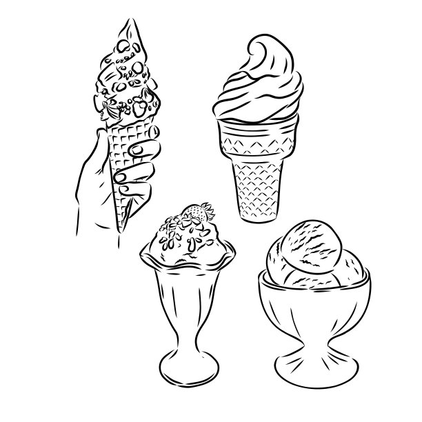 一套手绘冰淇淋筒和酒吧图片下载