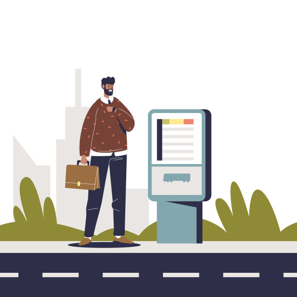 一名男子在自助售票处购票图片下载