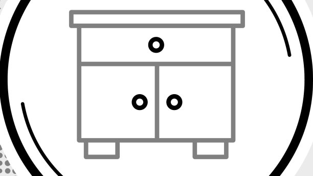 线条家具床头柜图标孤立在灰色上图片下载