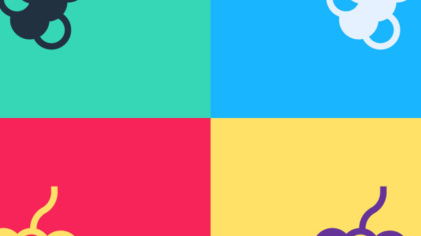 波普艺术葡萄水果图标孤立的颜色图片下载