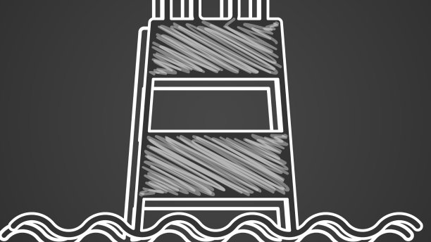 粉笔灯塔图标孤立在黑色背景图片下载