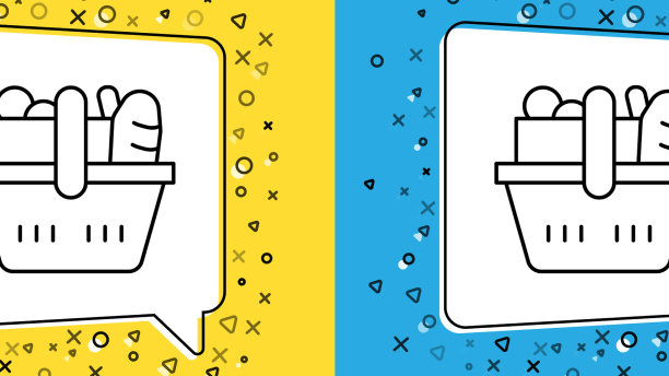 将线上购物篮和食品图标隔离图片下载