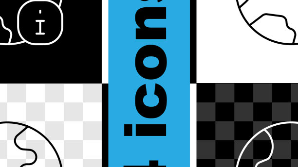 设置线世界新闻图标孤立在黑色和图片下载