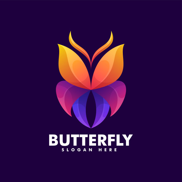 矢量插图蝴蝶渐变彩色风格。图片下载