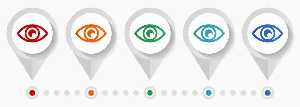 眼，看，视觉，视线和视图概念矢量图标，信息图表模板易于编辑，一套丰富多彩的平面设计指针的网页设计和移动应用程序图片下载