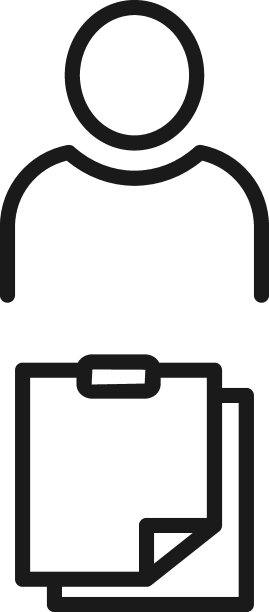 黑白标志适合广告，网站，商店，商店，应用程序。可编辑的笔画与细黑线。矢量图标的用户旁边的文件在剪贴板图片下载