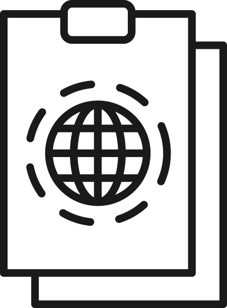 文档、办公室、合同和协议概念，单色矢量标志，扁平风格，地球行星在剪贴板上的矢量线图标图片下载