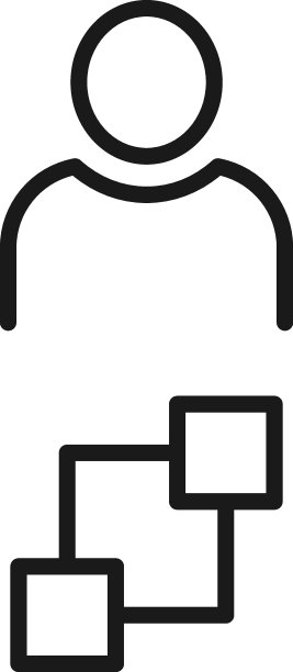 黑白标志适合广告，网站，商店，商店，应用程序。可编辑的笔画与细黑线。矢量图标的用户旁边的立方体图片下载