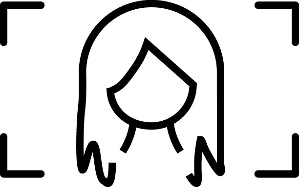 单色轮廓标志适合网站，书籍，横幅，商店，广告。可编辑的中风。线图标的年轻女子在聚焦的照片相机图片下载