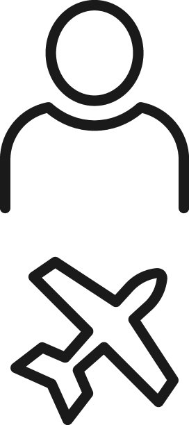 黑白标志适合广告，网站，商店，商店，应用程序。可编辑的笔画与细黑线。矢量图标的用户旁边飞行的飞机图片下载