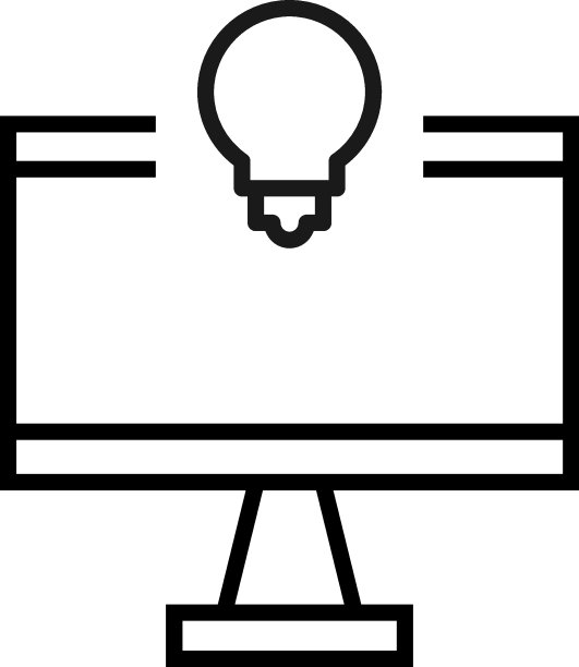 用黑色细线绘制的单色标志。完美的互联网资源，商店，书籍，商店，广告。电脑内灯泡矢量图标图片下载