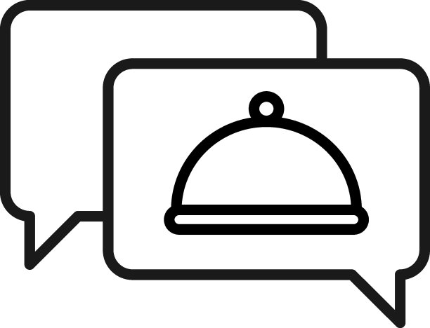 单色轮廓标志绘制与黑色细线。现代符号，适合广告，网站，商店。语音泡泡内用钟形碗的矢量线图标图片下载