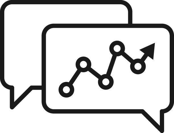 单色轮廓标志绘制与黑色细线。现代符号，适合广告，网站，商店。语音气泡内的进度线矢量线图标图片下载