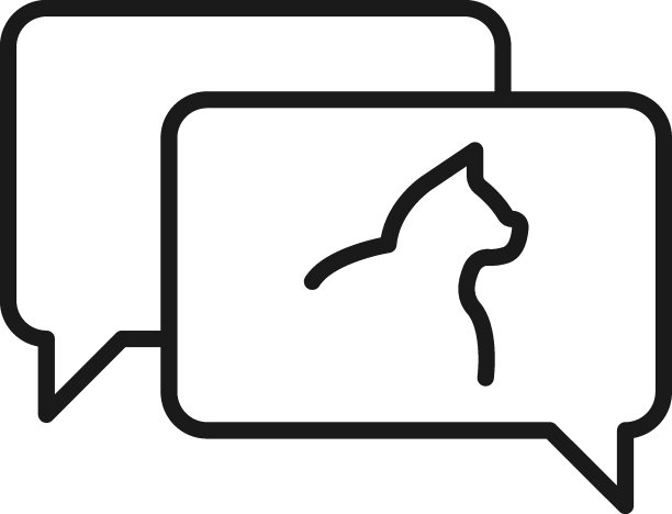 单色轮廓标志绘制与黑色细线。现代符号，适合广告，网站，商店。语音泡泡里面猫的矢量线图标图片下载