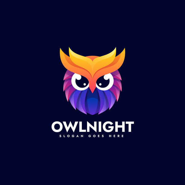 Logo猫头鹰夜渐变彩色风格图片下载
