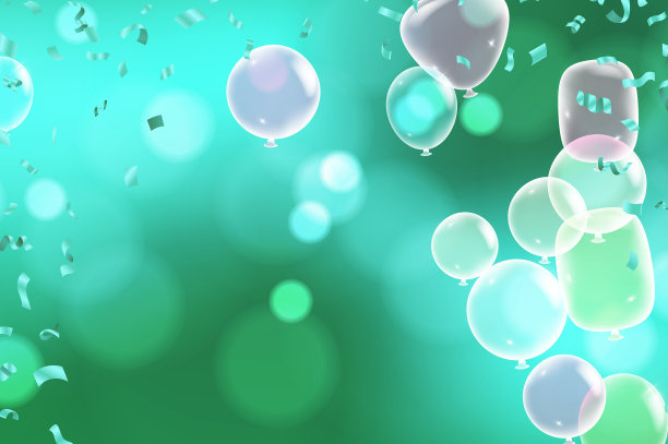 豪华的铝箔气球里放着五彩纸屑图片下载