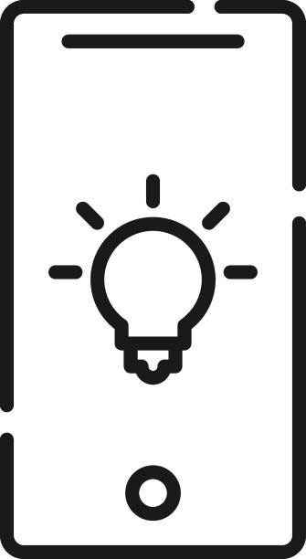 手机展示矢量线条灯泡图标图片下载