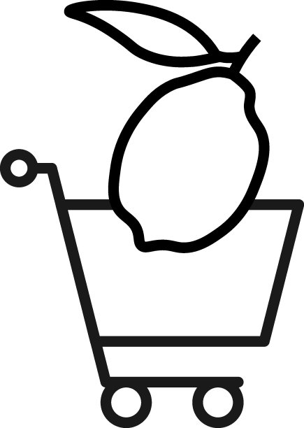 销售，购买，购物概念。矢量标志适合网站，商店，商店，文章，书籍。可编辑的中风。购物车中的柠檬线图标图片下载