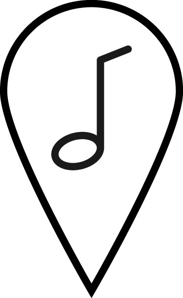 矢量符号绘制与黑色细线。简单的单色标志完美的文章，书籍，商店，商店。地理位置标志内的音符线图标图片下载