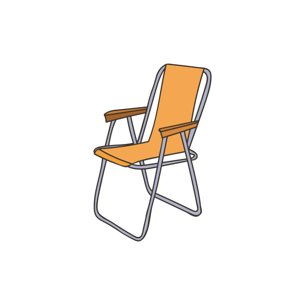 折叠椅彩色涂鸦插图。便携式椅子彩色插图矢量。躺椅的矢量插图。图片下载