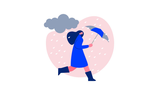 下雨的时候，人们撑着伞走路图片下载