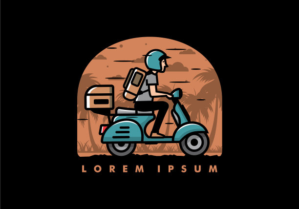 一个男人骑着滑板车去度假图片下载