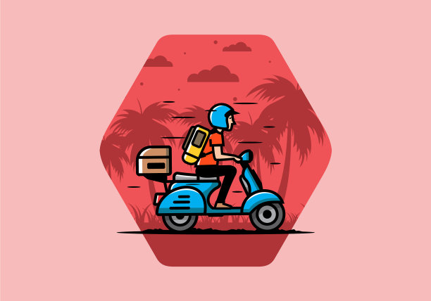 一个男人骑着滑板车去度假图片下载