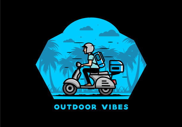 一个男人骑着滑板车去度假图片下载