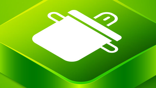 绿色上孤立的等距蒸煮锅图标图片下载