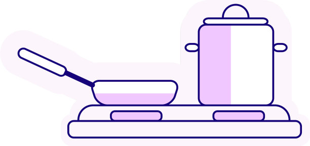 厨房用具和电炉半平色图片下载