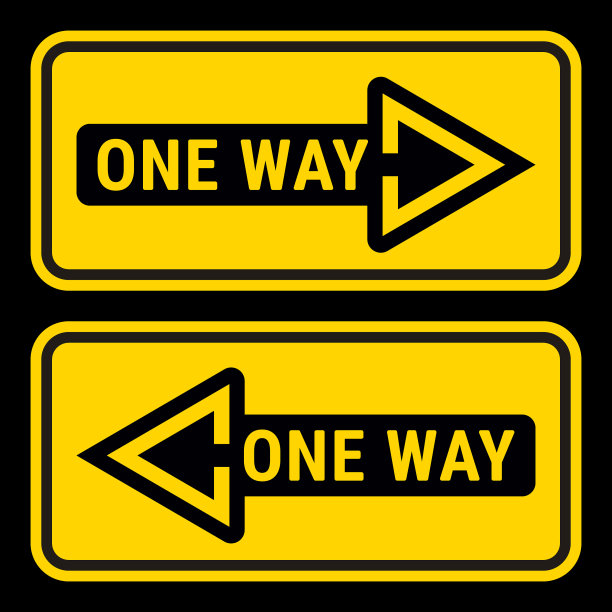 单向黄色标志左右道路方向图片下载