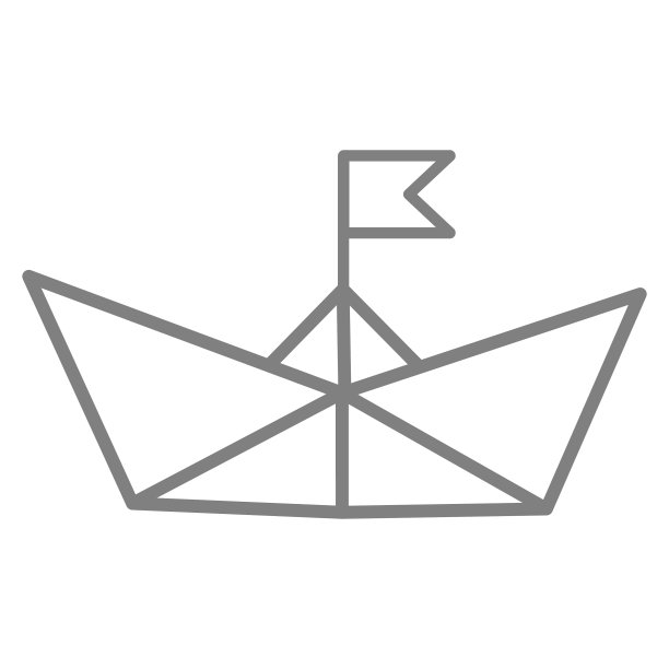 纸船图标与旗帜轮廓简单的工艺图片下载