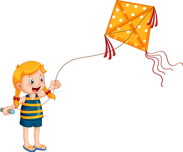 玩风筝的卡通女孩图片下载