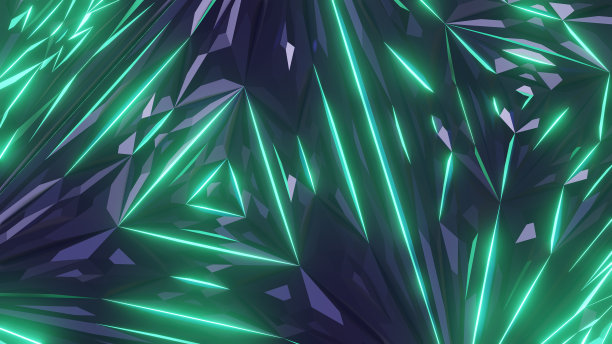 三维渲染图像的照明几何形状的模式，看起来像万花筒。图片下载