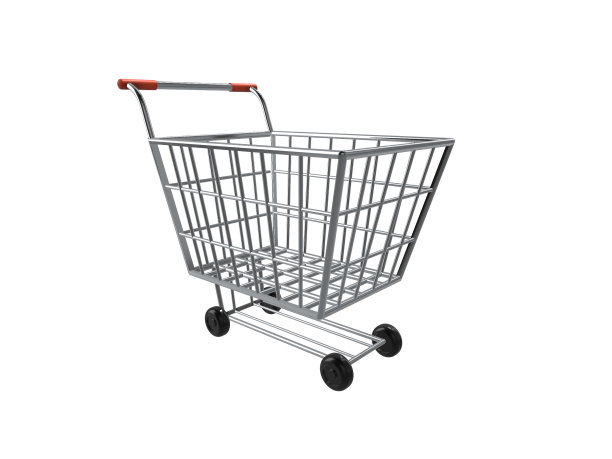 3D渲染购物车在白色背景。，购物车或购物车孤立在一个白色背景。图片下载