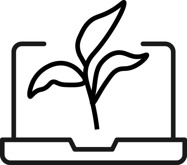 简单的黑白插图绘制细线。完美的广告，互联网商店，商店。可编辑的中风。矢量线图标的植物在笔记本电脑显示器图片下载